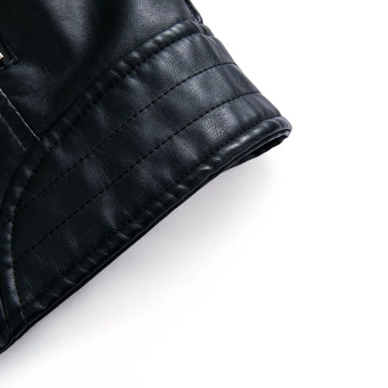 Spring and Autumn short women's leather jacket, Slim lapel biker suit, oblique zipper jacket women's coat