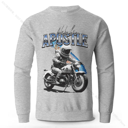 Men's Motor Ride Apostle Printed Pure Cotton Sweatshirts Oversized Classic Street Graphic Pullovers Vintage for Men Women Tops