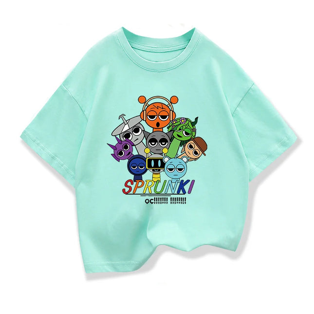 Summer Children's Short Sleeve T-Shirt  Spunki Horror Game Incredibox Tops Cartoon Clothes Tees Girls Boys Kids Cotton Clothing