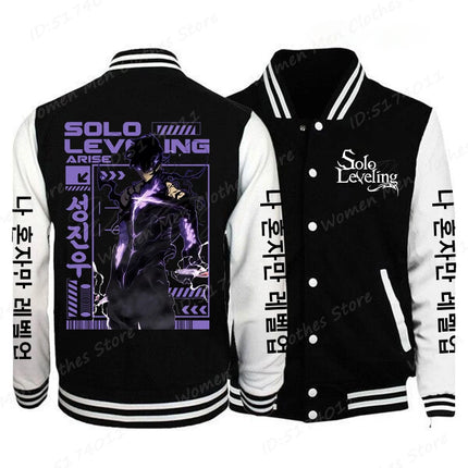 Solo Leveling Sung Jinwoo Print Baseball Jacket Men Women Fashion Street Style Coat Tops Anime Solo Leveling Anime Jacket
