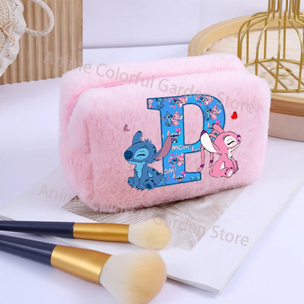 Disney Stitch Plush Cosmetic Bag for Women Anime Cartoon Fashion Makeup Pouch Girls Cosmetics Storage Bags Washing Handbag Gifts