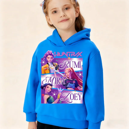 Autumn and winter KPop Demon Hunters boys and girls clothing children's long-sleeved hoodie fashion warm plus velvet sweatshirt