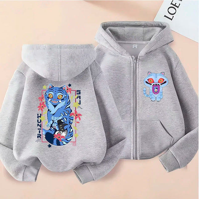 Kids Zip Up Sweatshirts Tiger Kpop Demon Hunters Hoodie Children Clothes Kid Girl Boy Sweatshirt Zipper Hoody Baby Top