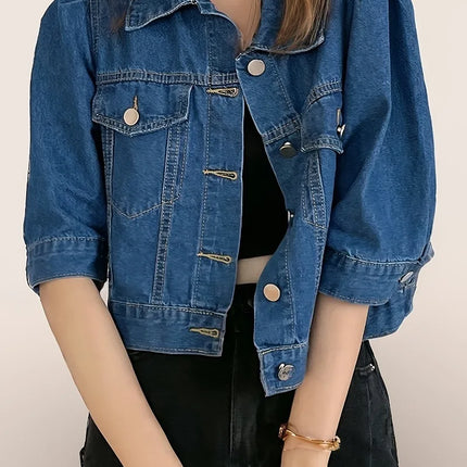 Fashion Womens Retro Denim Jacket Casual Short Denim Cardigan Coat Spring Summer Famale Jeans Jackets Outerwear