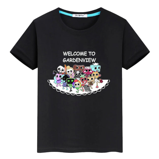 Dandys World print Cartoon 100%Cotton t shirt for kids boy 10year anime Tees Tops Short pride tshirt y2k one piece girls clothes
