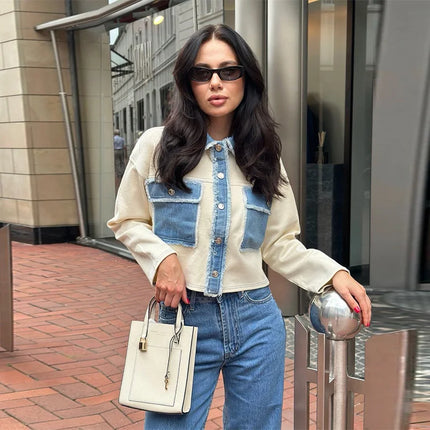 Women Patchwork Fringes Denim Jackets Coats Baggy Long Sleeves Spring Summer Jeans Tops Distressed High Street Elegant Lady Coat
