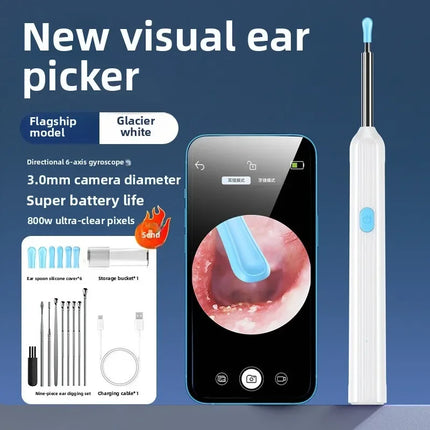 Wireless Visual Ear Endoscope Camera Ear Cleaning Tools Spoon Safe Silicone Earpick 5MP Camera Ear Wax Remover Luminous Otoscope