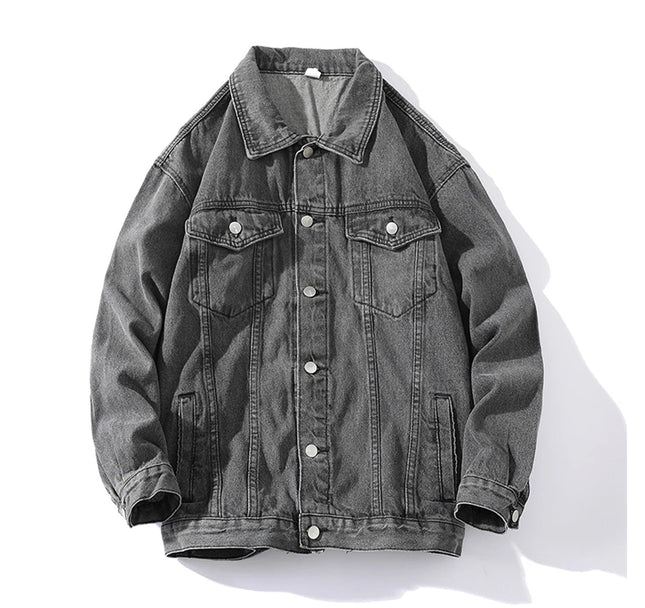 Fashion Casual Denim Jacket Men, Single-breasted Square Collar Long-sleeved Coat, Blue, Green, Gray, Black, Yellow, White,Purple