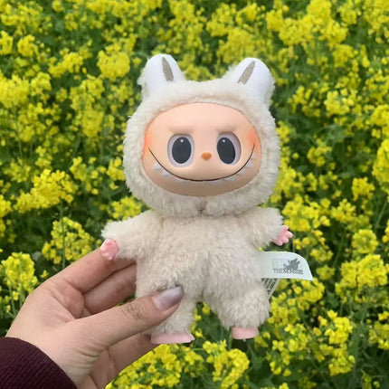 15CM Cute Labubu Plush Doll Keychain Toys Kawaii Macaroon Labubu Vinyl Face peluche Dolls Pendant Keychain Christmas  Kid Gift