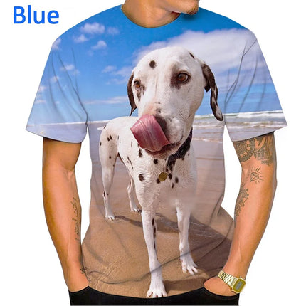 2022 Animal Dalmatian 3D Men's T-Shirt Fashion Dog Cute Aalmatian Shiba Inu Unisex Casual Streetwear Shirt