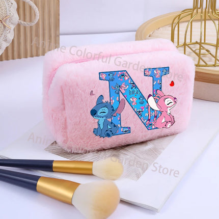 Disney Stitch Plush Cosmetic Bag for Women Anime Cartoon Fashion Makeup Pouch Girls Cosmetics Storage Bags Washing Handbag Gifts