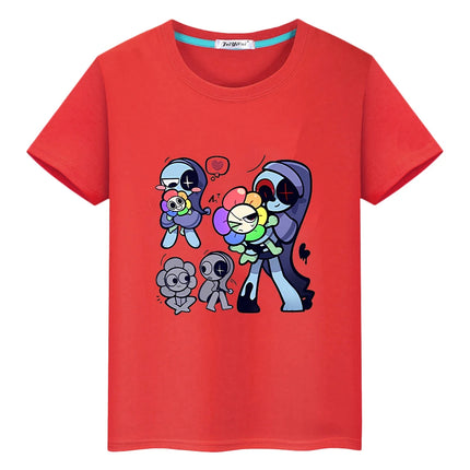 Dandys World print t shirt for kids boy 10year Tops 100%Cotton Cartoon Tees anime Short pride tshirt y2k one piece girl clothes