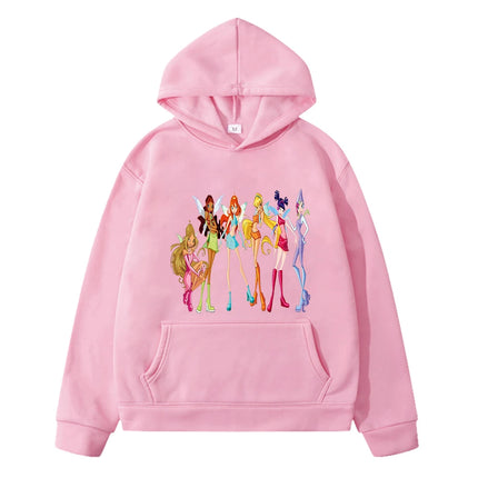 Winx print anime hoodie Fleece Sweatshirt Pullover y2k sudadera jacket Winx hoodies kids clothes girls boys clothing girl outfit
