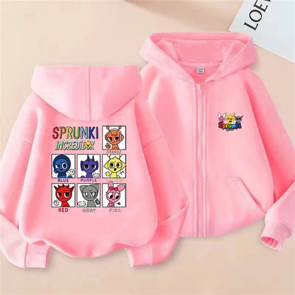 Sprunki Zipper Hoodies for Children Incredibox Anime Figures Girl Sweatshirt Kids Spring Autumn Pullover  Gift Boy's Clothes