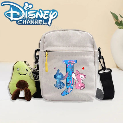 Disney Stitch Fashion Shoulder Bag for Women Men Anime Canvas Tote Bags Commuting Portable Zipper Handbag Crossbody Bag Gifts