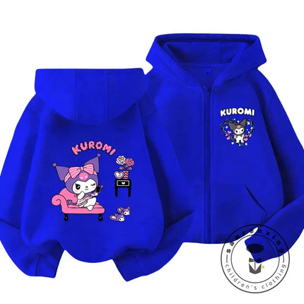 Children's Hoodies Child Sweatshirt Girls Cute Cartoon Hello Kitty Kuromi and Friend Sanrio Animal Printed Kids Zipper Clothes