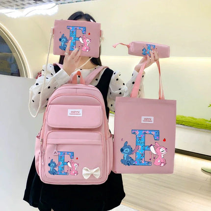 4pcs Disney Stitch Backpack Pencil Case Handbag Set Cartoon High-capacity Stationery Books Storage Schoolbag Fashion Backpacks