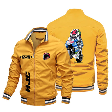 Men's and Women's Round Neck Motorcycle Jackets, Vertical Thread Motorcycle Jacket, HJC Printed Breathable Rider Jacket, S-5XL