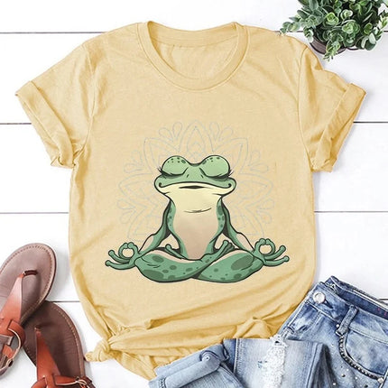 Frog Yoga Printing T Shirt Men Women T-Shirt Harajuku T Shirt Unisex Fashion Summer Tshirts Ladies Oversized O-Neck Tops Tee