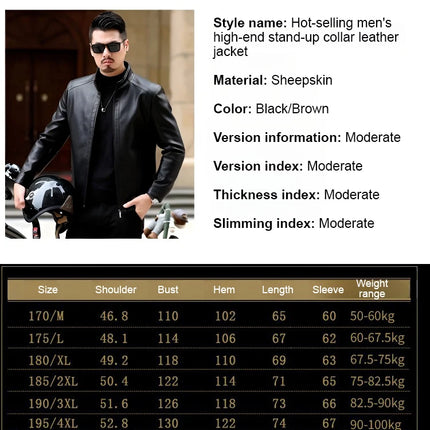 Men's Leather Jacket Spring Autumn Casual Standing Collar Highend Stylish Coats Young Trendy Slim Motorcycle Punk Gothic Jacket