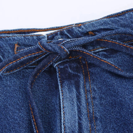 TRAFZA Vintage Casual Chic Women Cowboy Suit Zipper Loose Jackets Long Pockets Pants Fashion 2025 Spring Summer Denim Suits