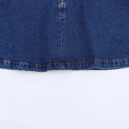 TRAFZA Vintage Casual Chic Women Cowboy Suit Zipper Loose Jackets Long Pockets Pants Fashion 2025 Spring Summer Denim Suits