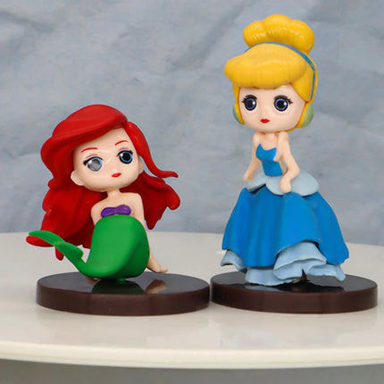 8pcs Disney high quality 8Pcs/Set Kawaii Q Snow White Princess Action Figure Ariel Belle Rapunzel Mermaid Toys Models Girls gift