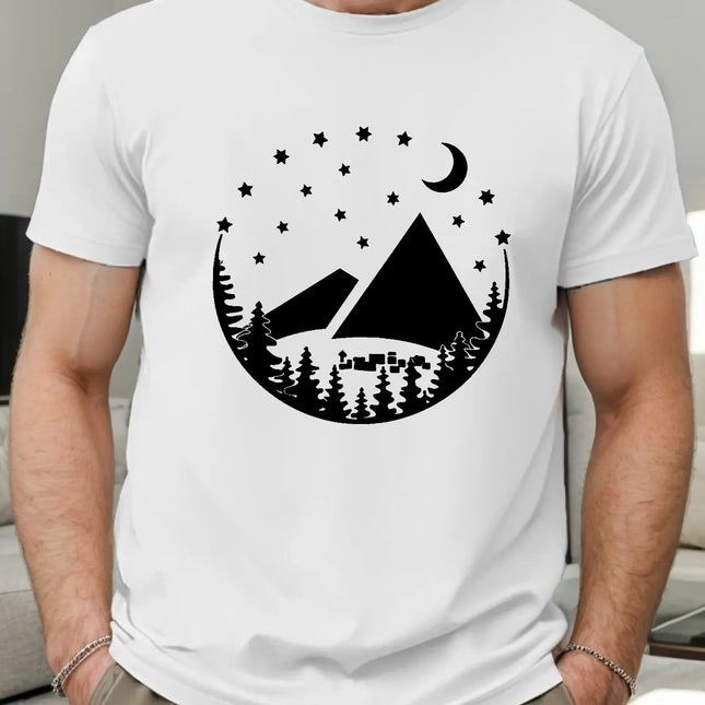 Camping Site Moon Tent Men's Short Sleeve T-shirt Summer T-shirt Top