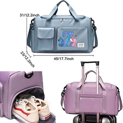 Disney Stitch High-capacity Luggage Bag with Shoes Box Men Women Anime Sport Fitness Yoga Portable Handbag Fashion Traveling Bag