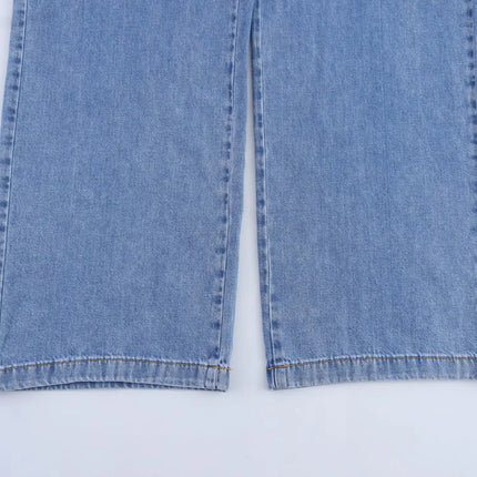 Spring Women's Suit Short Denim Shirt Jacket High Waist Department With Wide Leg Pants 2025 Casual Jacket Jeans 2-piece Set