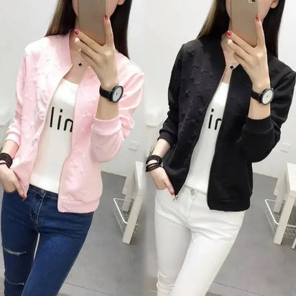 2025 Fashion Spring Summer Bomber Jacket Women Office Casual White Ladies Cardigan Jackets Solid Female Short Baseball Jacket