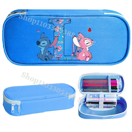 Disney Stitch Pencil Case for Students Anime High-capacity Letter A-Z Pen Bag Boys Girls Stationery Storage Box School Supplies