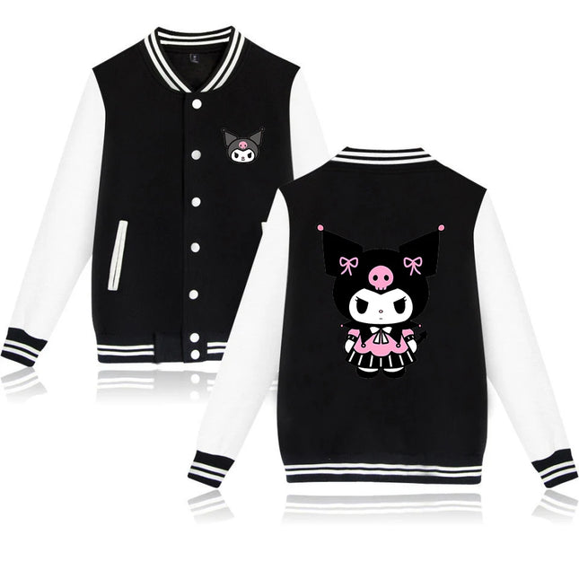 Kuromi Varsity Baseball Bomber Jackets Men Women Clothes Streetwear Kids Boys Girls Harajuku Jacket Single Coats