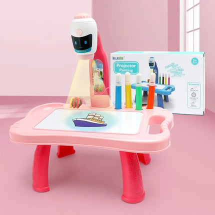 Kids Painting Board Toys Children LED Projector Art Painting Table Desk Arts Toy  Educational Learning Paint Tool Toy For Girl