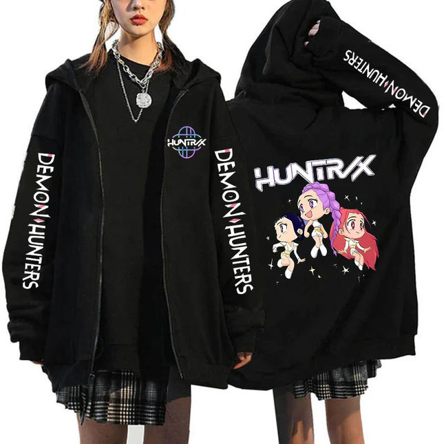 Hot Movie Kpop Demon Hunters Saja Boys Tigers Zip Up Hoodies Women Men Funny Zipper Sweatshirts Y2k Clothes Mange Vintage Hoody