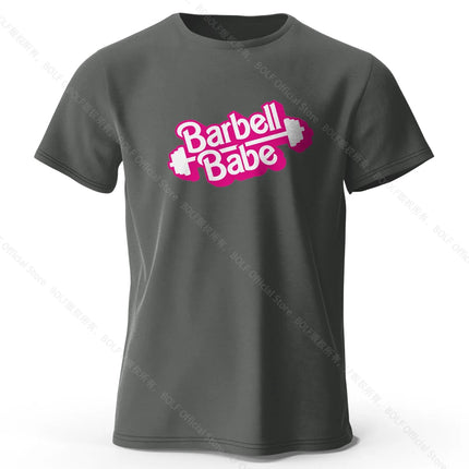 Barbell Babe Printed Women's T-Shirt 100% Cotton Oversized Graphic Tees for Women Tops