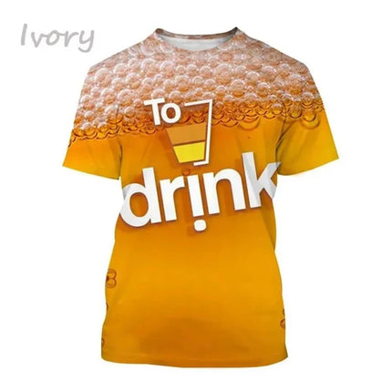 Funny Bubble Beer 3D Printed T Shirt For Men Fashion Graphs T-shirt Summer Gym Sports Short Sleeve Tees Quick-drying Women Tops