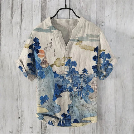 2024 Foreign Trade Cross-border Hawaiian Art Printing Colorful Flower Series 3D Digital Printing Casual Loose Short-sleeved Line