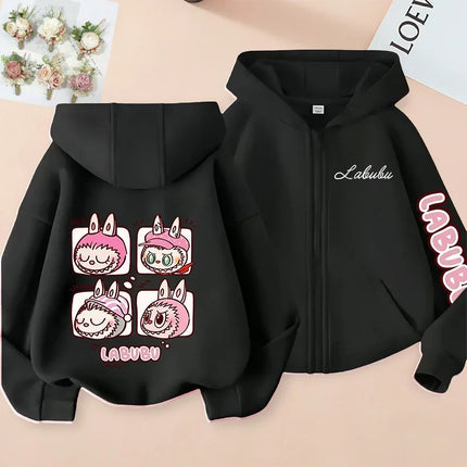 2025 Pop-mart Labubu Children's Coat Anime Cartoon Fashion Loose Coat Boys And Girls Autumn Hip-hop Sweatshirt Adult Clothing