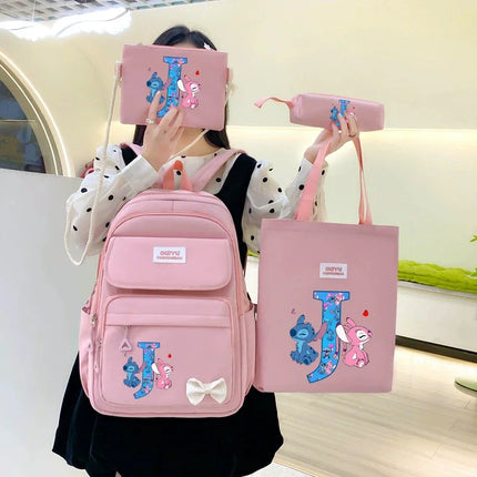 4pcs Disney Stitch Backpack Pencil Case Handbag Set Cartoon High-capacity Stationery Books Storage Schoolbag Fashion Backpacks