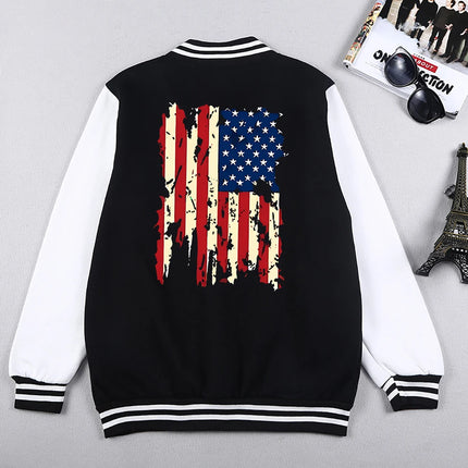 American Flag Graphic Print Men Loose Baseball Jersey Sporty Fashion&Accessories S-5Xl High Street Clothes & Accessories