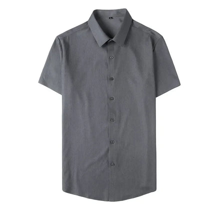 2025 Summer Ice Silk Seamless Shirt High Quality Silky Smooth Short Sleeve Slim Casual Business Tuxedo Shirts Mens Clothing 4XL