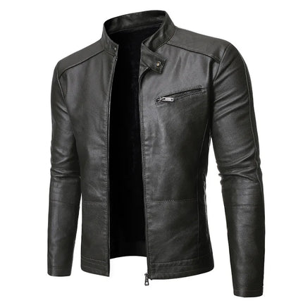 2024 PU Casual Leather Jacket Men Spring Autumn Coat Motorcycle Biker Slim Fit Outwear Male Black Blue Clothing Plus Size M-3XL