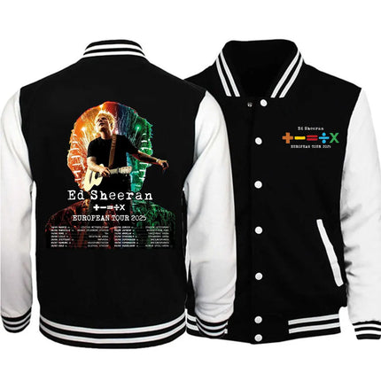 Ed Sheeran European Tour 2025 Baseball Uniform Hoodie Jacket Harajuku Baseball Jacket Coat Unisex
