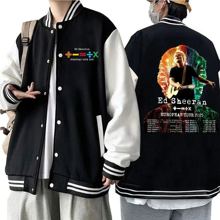 Ed Sheeran European Tour 2025 Baseball Uniform Hoodie Jacket Harajuku Baseball Jacket Coat Unisex
