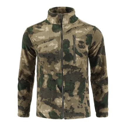 Outdoor Camouflage Fleece Jacket Double-Sided Shake Fleece Cardigan Tactical Jacket Warm Mountaineering Suit