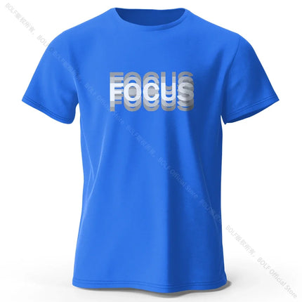 Focus Letter Minimalist Style 100% Cotton T-Shirt, Lightweight Round Neck Short Sleeve Tee, Perfect for Men & Women