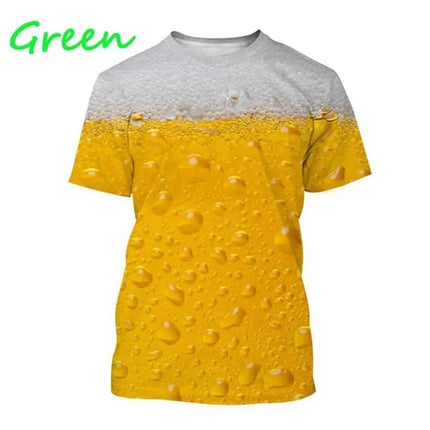 Funny Bubble Beer 3D Printed T Shirt For Men Fashion Graphs T-shirt Summer Gym Sports Short Sleeve Tees Quick-drying Women Tops