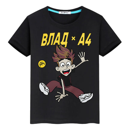 мерч A4 pride tshirt 100% Cotton Print T-shirt Kawaii Short y2k one piece Влад А4 Бумага anime Tees boys Tops kids clothes girl