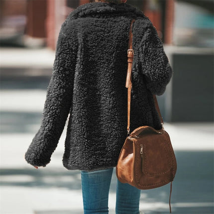 Plus Size Women Winter Warm Coat Jacket Outwear Ladies Cardigan Coat Double Sided Polar Fleece Hooded Coat New Fashion Simple